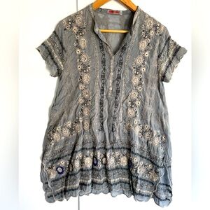 JOHNNY WAS Embroidered Blouse